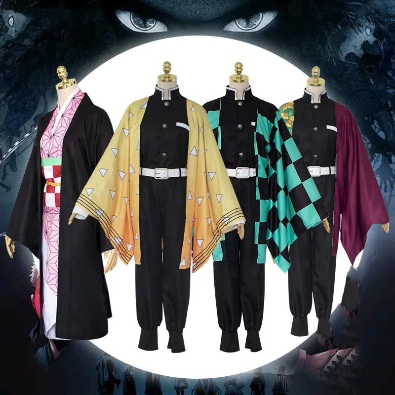Demon Slayer Kimetsu no Yaiba Аниме костюм кимоно для косплея комплект Kamado Tanjirou японские костюмы для взрослых