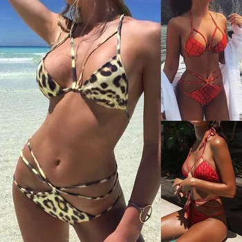 

Women's Bikini Leopard Print Set Swimsuit Two Piece Filled Bra summer lady sexy Swimwear Beachwear swimsult bikini 2020#g20
