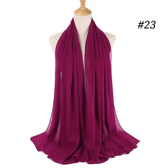 women plain bubble chiffon scarf hijab wrap printe solid color shawls headband women hijabs scarves/scarf 60 colors COLOR 23