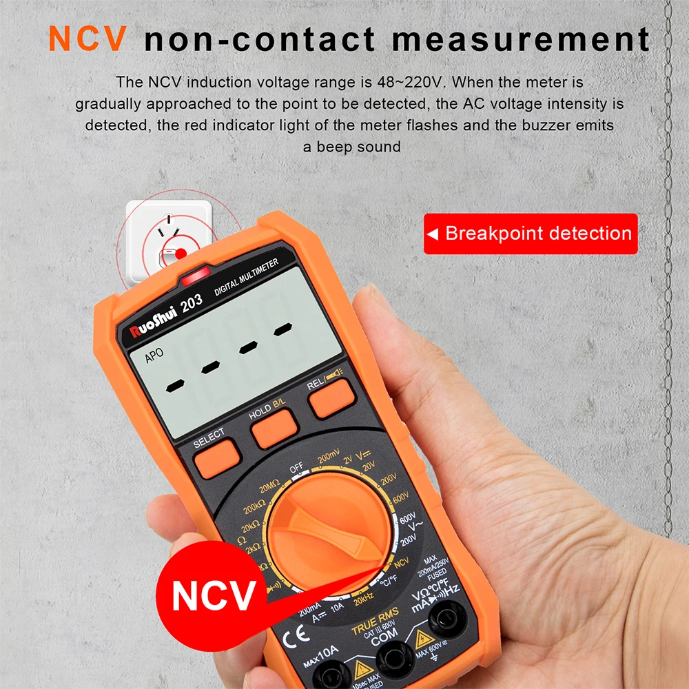 Multimeter NCV 6000 Count True RMS ℃/F Auto Range Tester AC/DC Voltage Meter Flash Back Light Large LCD Screen Multimetro digital multimeter multimeter tester analog multimeter