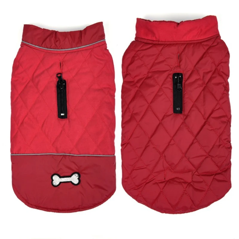 Dog winter clothes, large and medium sized dog coats, Golden Retriever small dog vest, pet supplies - Цвет: Красный