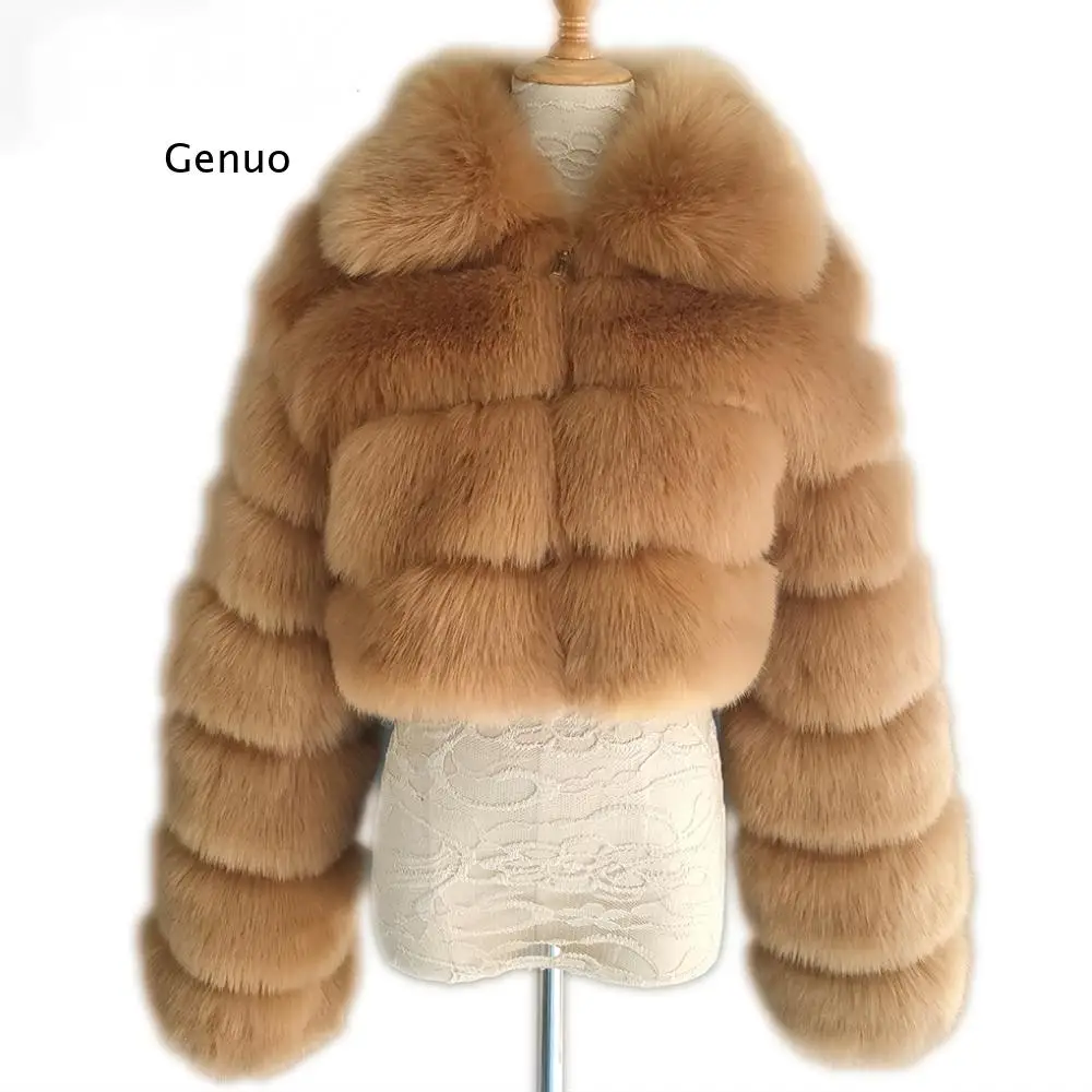 

Winter Women High Quality Artificial Fur Coat Faux Fox Fur Jacket Female Spliced Short Lapel Plush Coat Fashion Abrigo Mujer