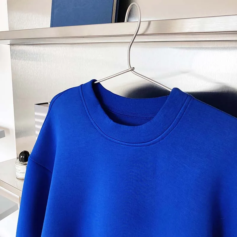 Luxury Quality Space Cotton Pullovers Sweatshirt Women Oversized Solid Color Electric Blue Spring Fall 2022  Korean Tops teddy bear hoodie