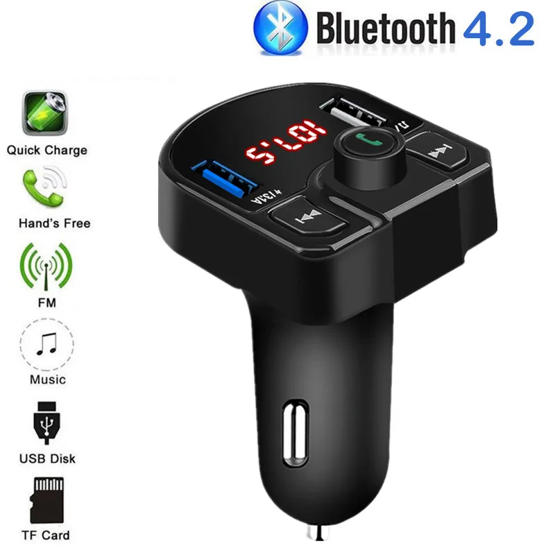 

Car Digital FM Transmitter Handsfree Bluetooth Wireless Car MP3 Player Phone USB Charger 2.1A Car charger adapter TF U disk