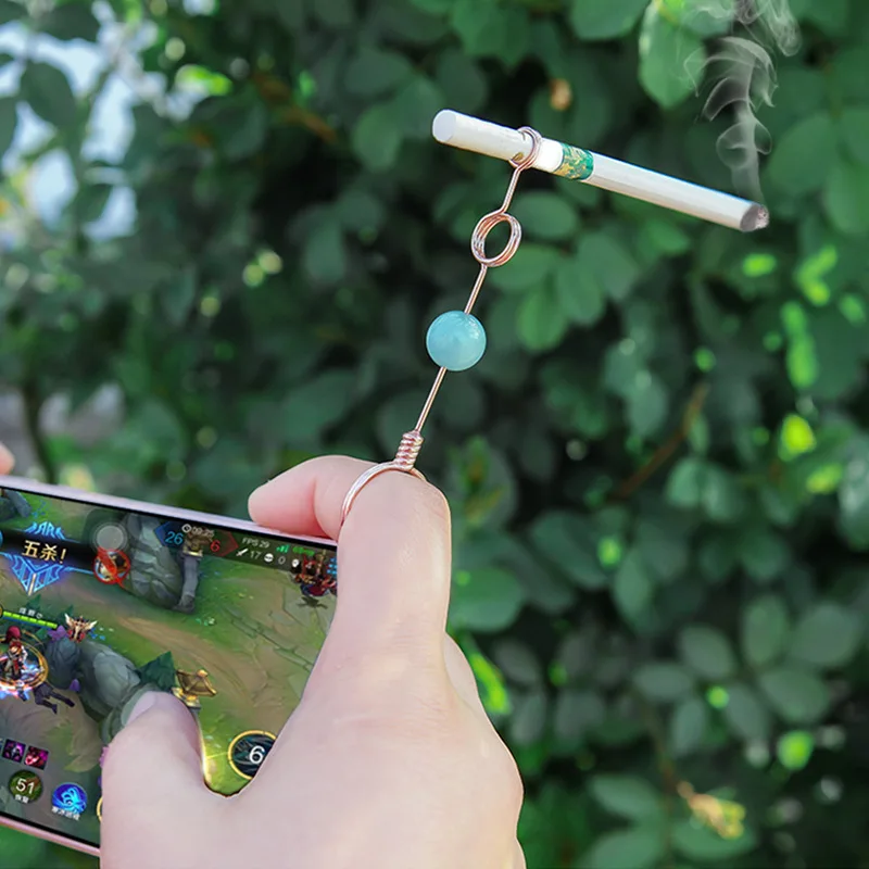 

16/17mm Cigarette Holder Ring Rack Slim Cigarettes Smoking Accessories Vintage Metal Finger Clip Women Men Smoker Gift