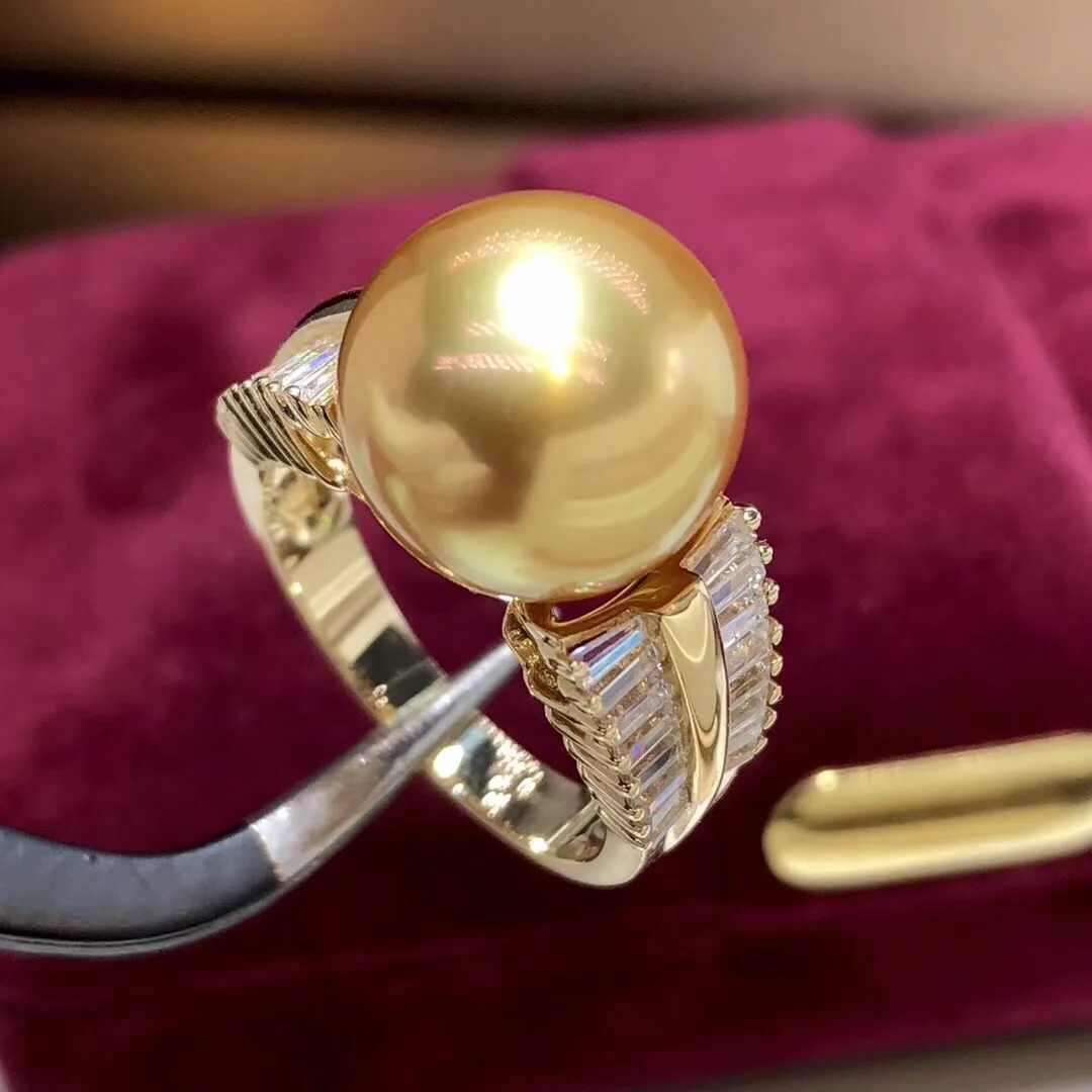 Ювелирные украшения 18K розовое золото натуральный океан золотые кораллы 13-12 мм кольца для женщин тонкие кольца с жемчугом