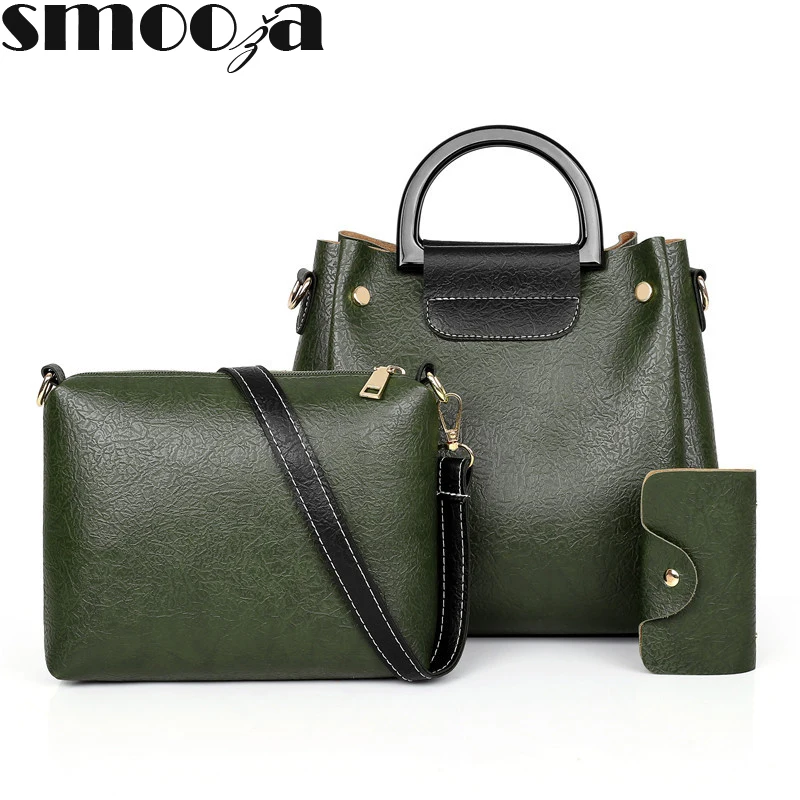 

SMOOZA Womens 3 pcs/Set Composite Bags High Quality Ladies Handbags Female Purses Leather Shoulder Messenger Bags Tote Bag Bols