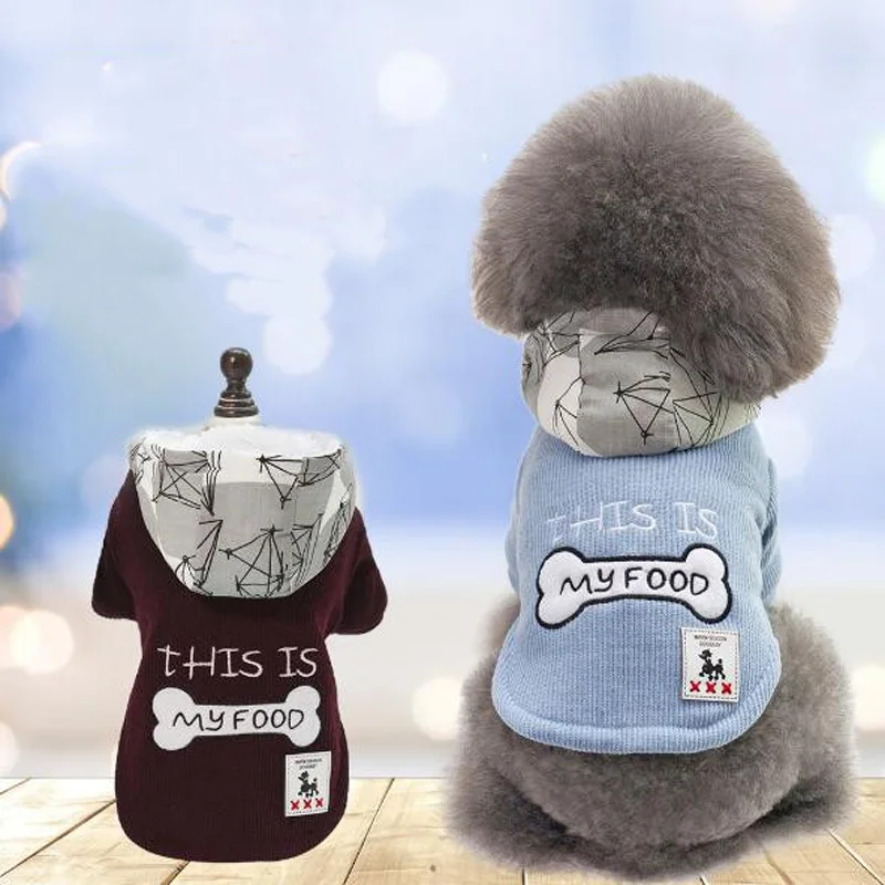 Bone pattern Dog Clothes Winter Soft Hoodie Chihuahua Clothes Warm Pet Dog Clothes Winter Dog Clothing for Chihuahua Yorkie Coat