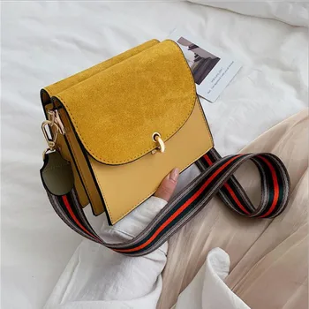 

new frosted retro two-sided small square bag high quality fashion versatile wide shoulder strap single-shoulder cross-body bag