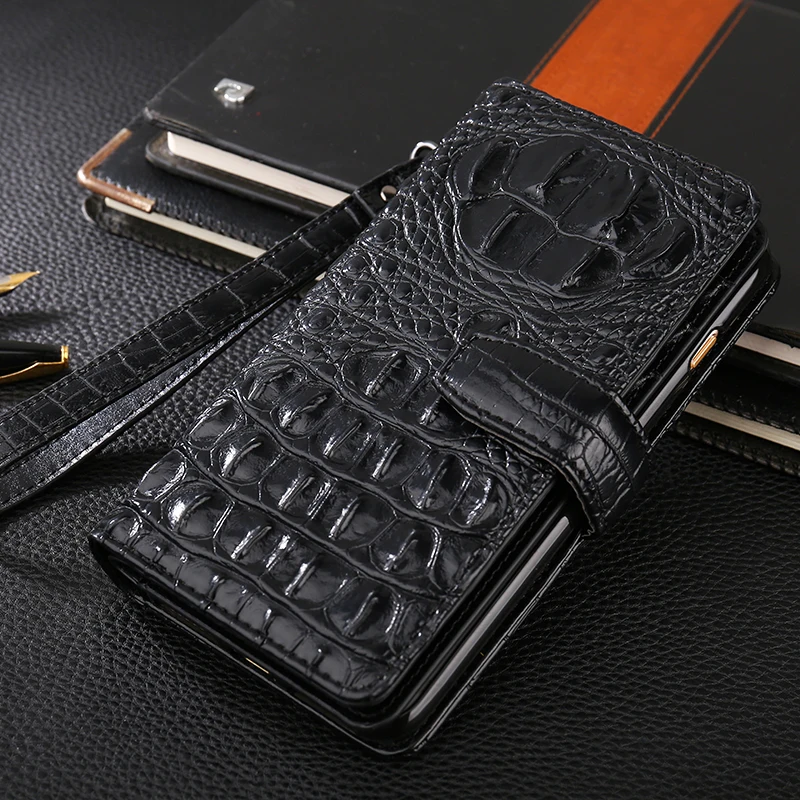 

Luxury Flip case Leather Cover For Redmi 3 4 5 5A 4X Note 2 3 6 6A 7 k20 Redmi go 3d crocodile Hand Strap card slot Wallet Cover