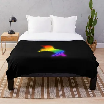 

Glowing Rainbow Unicorn Drawing Throw Blanket Soft Sherpa Blanket Bed Sheet Single Knee Blanket Office Nap Blanket