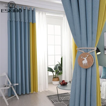 

ESKIMO Solid Color European Style Blackout Curtains for Living Room Bedroom Modern Simple Customizable Curtains Home Decoration