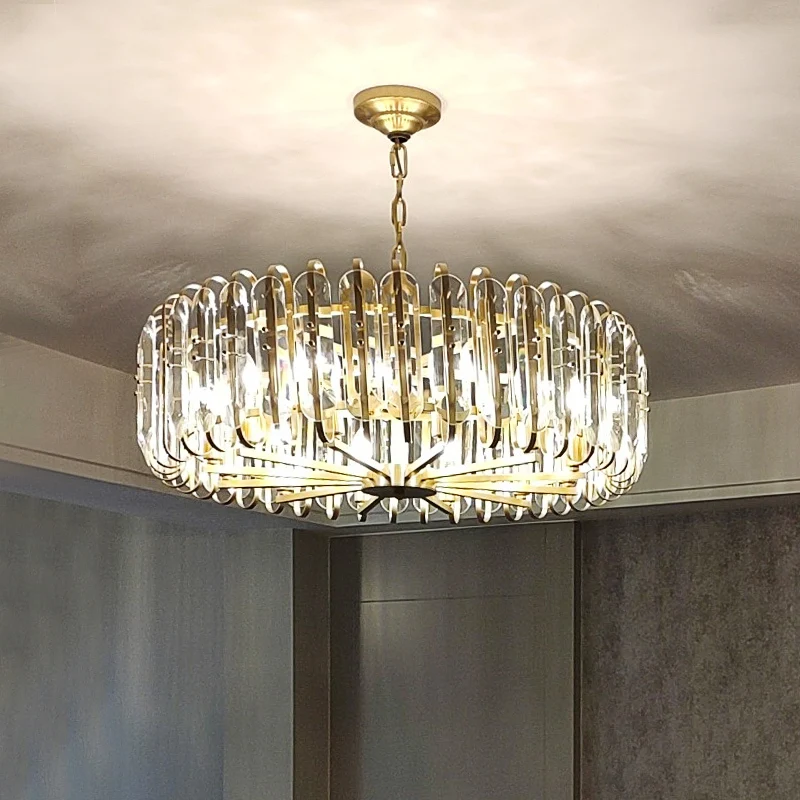 Хрустальная минималистская в стиле модерн люстра для гостиной столовой спальни виллы украшение лампы круглый Американский светодиодный хрустальный светильник