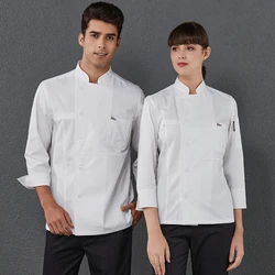 New Restaurant Catering Men Women Master Chef Uniform Shirt Long Sleeve Kitchen Bakery Canteen Cook Coat Jacket Barber Work Wear
