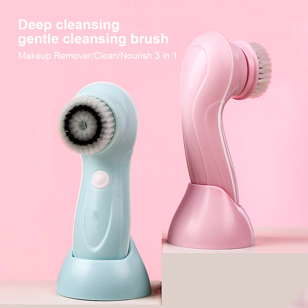 

3 Heads/Set Electric Facial Cleansing Brush Multifunctional 360 Rotate Brush Waterproof Skin Care Deep Washing Massage Tool