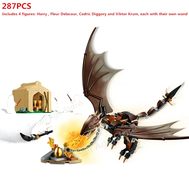 

Hungarian Horntail Triwizard Challenge Breathing Dragon Building Blocks Kits Bricks Movie Potter Model Kids Toys For Children