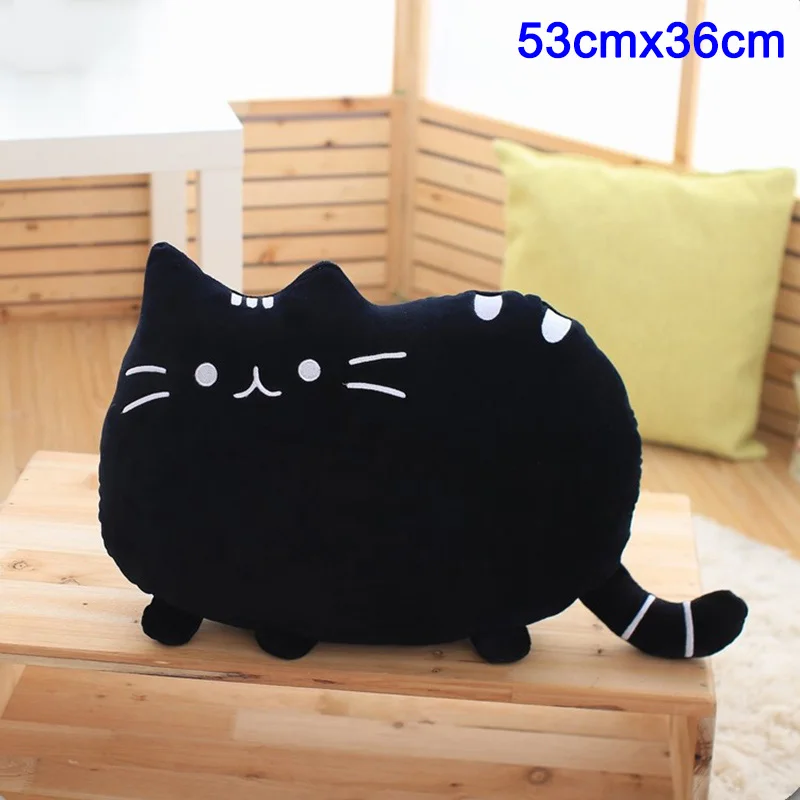 HOT Kawaii Cats Plush Cushion Cute Animal Catty Plush Toy Dolls for Kids Home Decor TI99 - Цвет: 53cmx36cm black