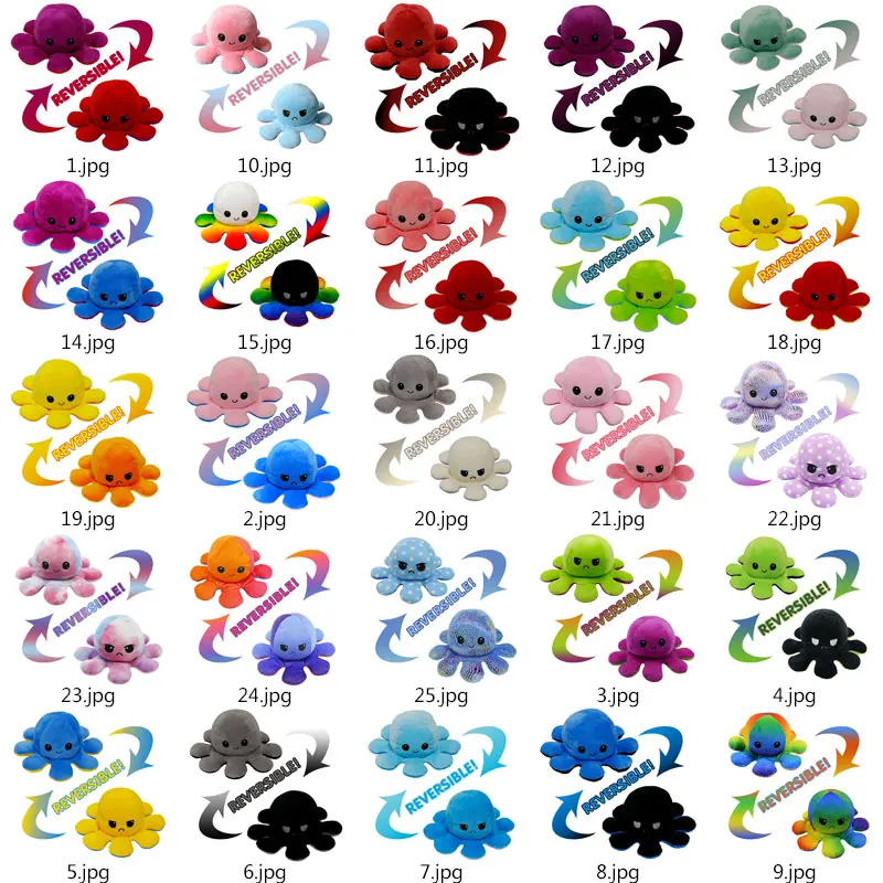

Tiktok 2020 Hot Flip Octopus Stuffed Plush Doll Soft Simulation Reversible Plush Toys Color Chapter Plush Doll Filled Plush Toys