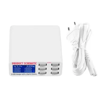 

Universal Digital Display 6 Port USB Charger Fast Smart Charging Station For Mobile Phone Tablet Notebook Camera EU US Plug