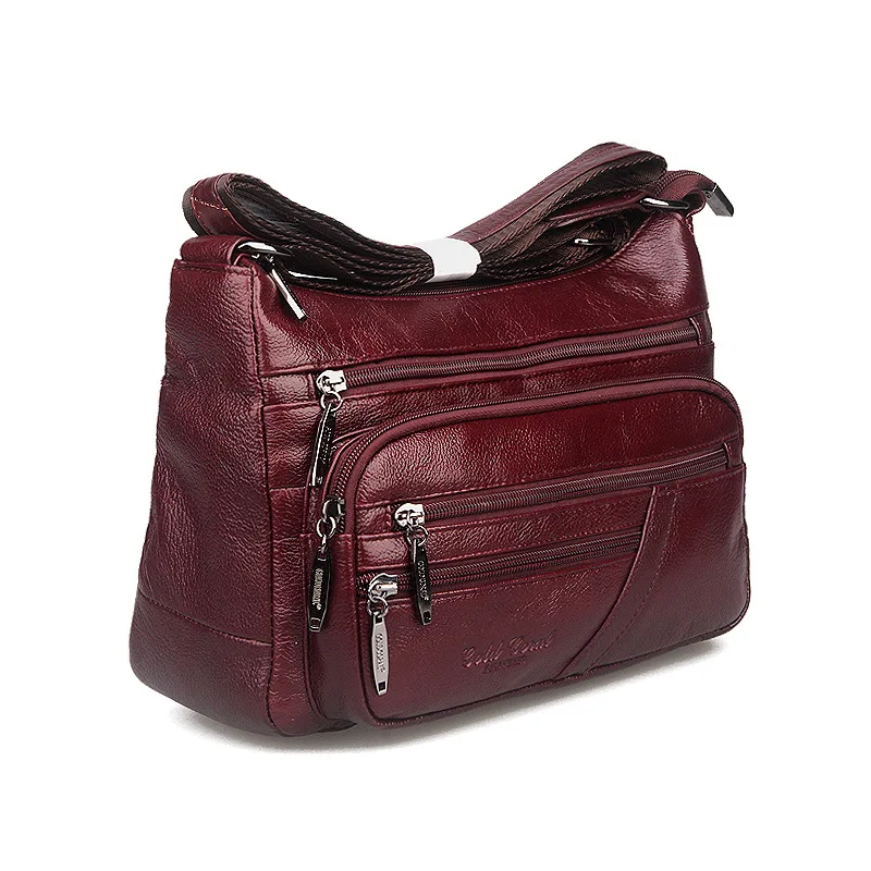 Bolsa do Couro Genuíno das Senhoras Bolsa de Ombro Bolsas de Grife de Alta Casual Simples Mulheres Único Bolsa Fêmea Mãe Crossbody Qualidade