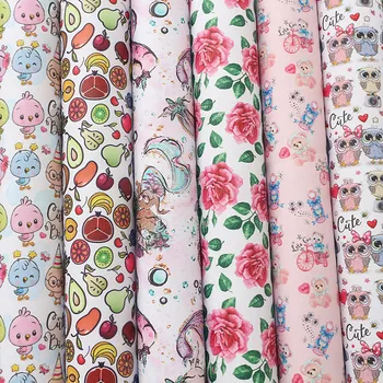 

22*30cm Faux Snythetic Leather Sheets Flowers Cartoon Printed Vinyl Leather for DIY Hair Bow Bags Shoes Crafts Material