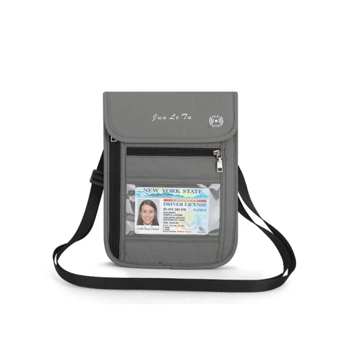 Нейлоновая Противоугонная сумка для путешествий, паспорта, шеи, RFID, блокировка телефона, кошелек, сумка для мужчин и женщин, мини сумка через плечо PA01 - Цвет: PA02  gray