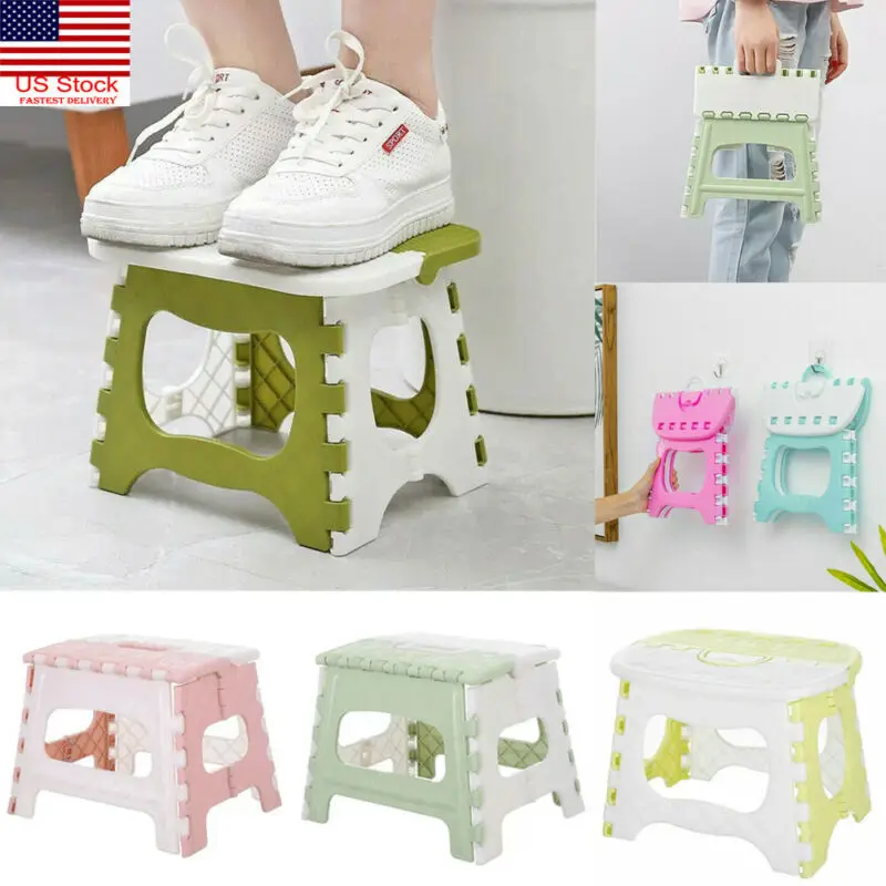 

Plastic Multi Purpose Folding Step Stool Home Train Outdoor Storage Foldable Outdoor Storage Foldable Kids holding stool camping