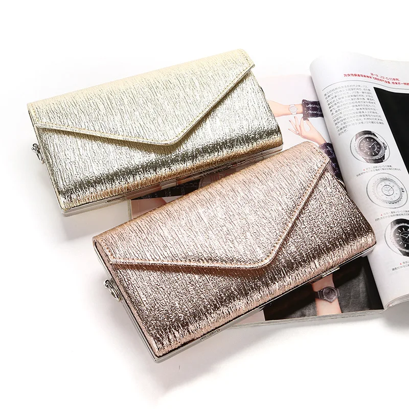 

Explosive flip-over PU Dinner Bag pure handmade banquet lady with bag chain and one shoulder slanting bag