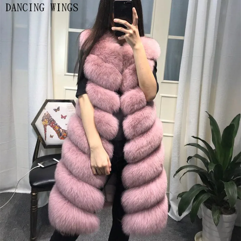 

Womens Winter Fashion 2020 Natural Fox Fur Vest Real Fur Gilet 90CM Womens Real Fox Fur Vest Long Coat