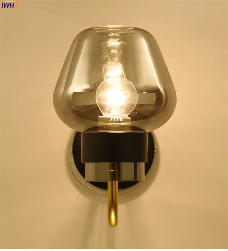 Iron Modern Nordic Wall Lamps Glass Lampshade Wall Lights Creative Wandlamp Bedroom Light Fixtures For Home Decoration Bar Cafe (7)