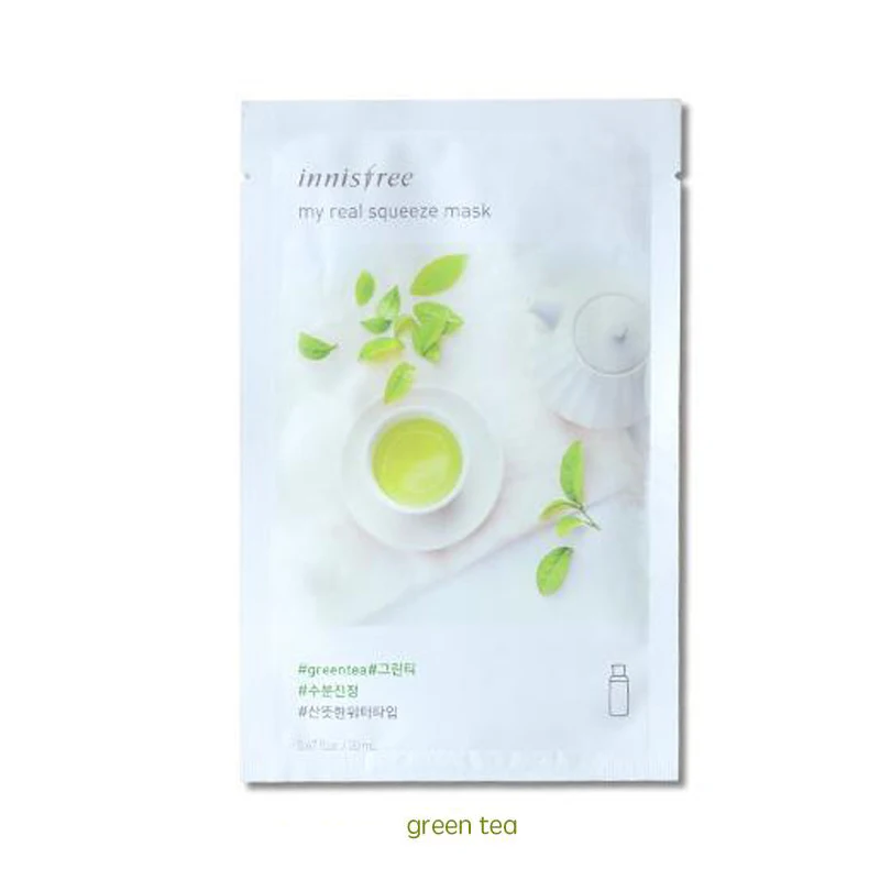 green tea Innisfree It's Real Squeeze Mask увлажняющая маска с контролем жирности, Антивозрастная гладкая кожа, Корейская косметическая маска для лица - Цвет: green tea