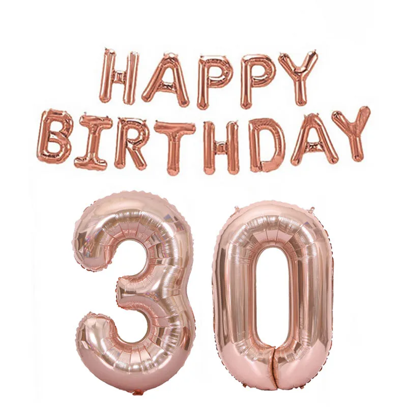 16 дюймов шар с надписью Happy Birthday 18 21 30 40 50 60th номер воздушные шары розовое золото