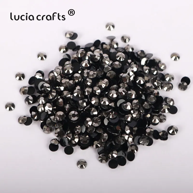 Silver Black Lucia crafts, 4 мм, 1000 шт./лот, SS16, стразы из смолы с плоской задней поверхностью, сделай сам, для мобильного телефона, для дизайна ногтей, наклейки, дрель F0701 - Цвет: Silver Black