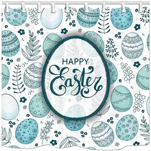 

Spring Festival Bathroom Shower Curtains,Watercolor Bunny Rabbit Eggs for Easter,Waterproof with Hooks Fabric Bath Curtain Decor