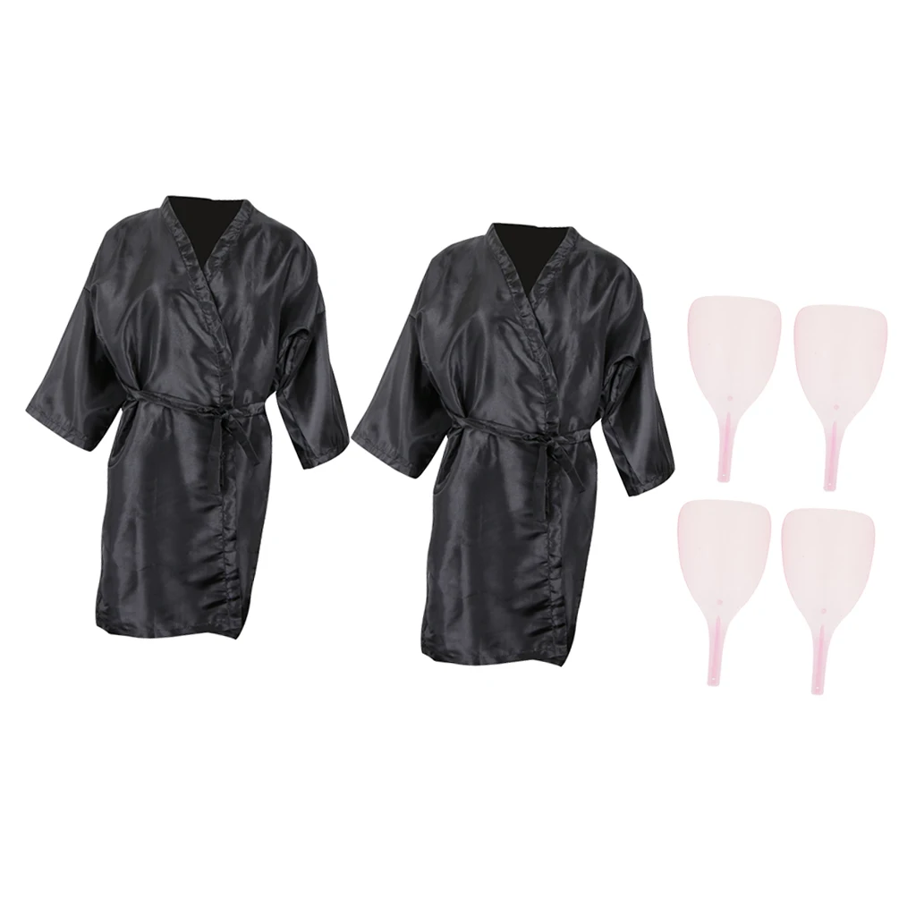 2x Non Stick Hair Cutting Capes Gowns Barber Gown Apron + Hairspray Masks