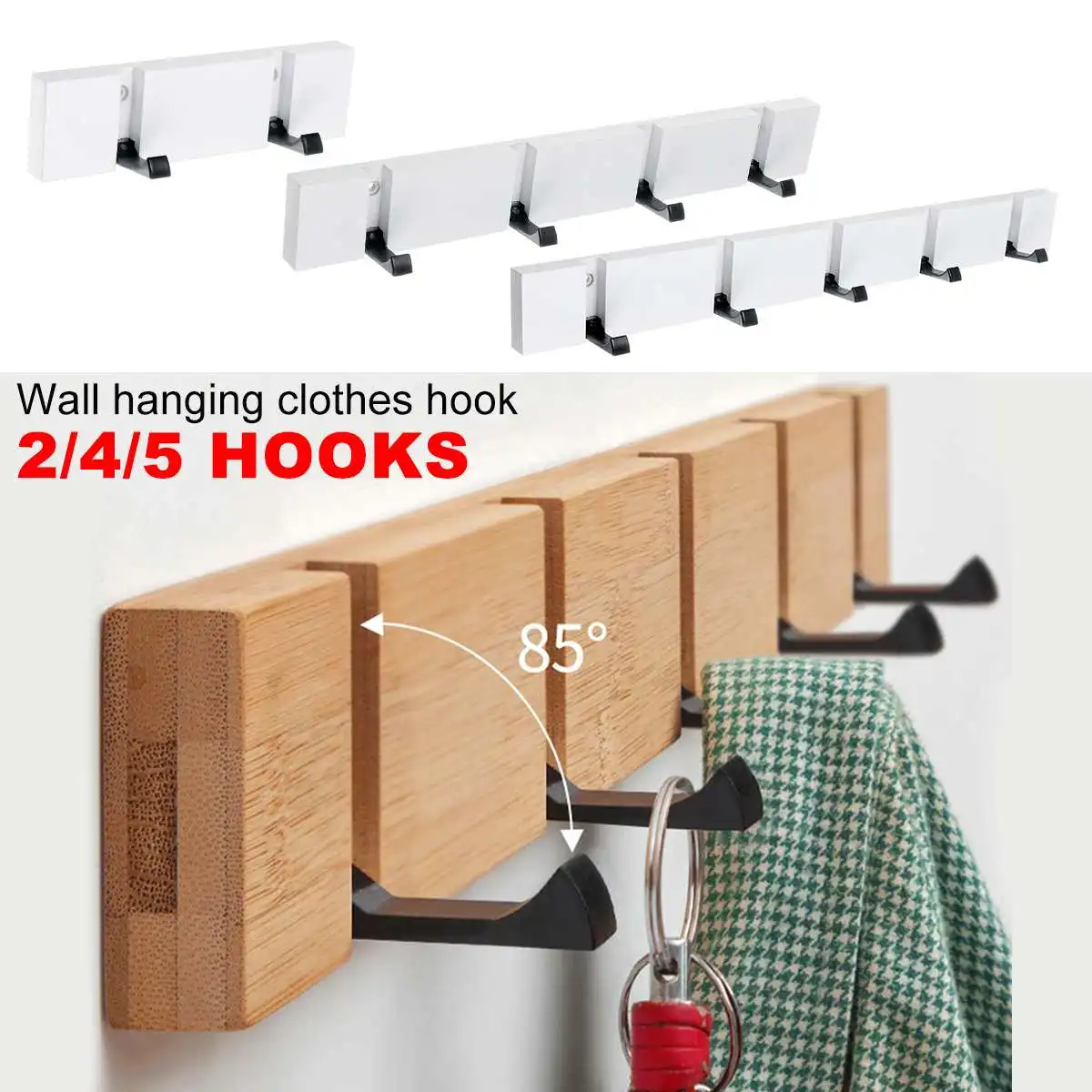

Foldable Coat Rack Bamboo Hallway Hat Hook Hanger Bedroom Door Wall-Mounting Hook Corner Room Kitchen Toilet Wall Brack Hook