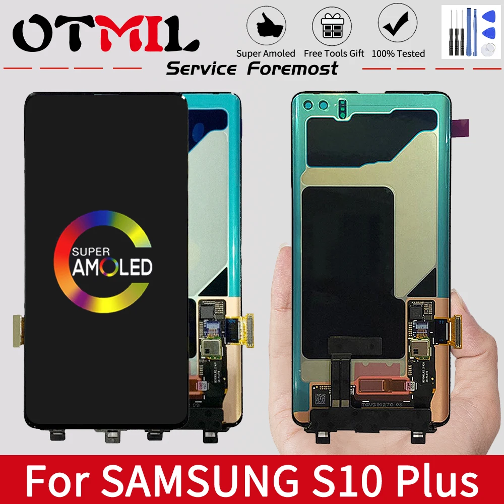 6 4 &quotOTMIL Super AMOLED для SAMSUNG S10 PLUS ЖК дисплей сенсорный экран дигитайзер Galaxy Plus SM G9750 G975F