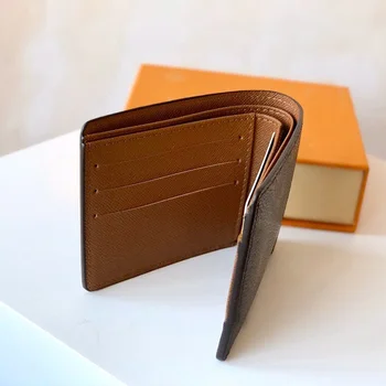 

7 colors Luxury Brand Designer short Mens Wallet Genuine Leather Louis wallets louie vuiton Canvas multiple Wallets for Men