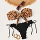 Romwe спортивный Леопардовый бандаж спереди, комплект бикини, летний купальный костюм для женщин, беспроводной сексуальный купальник с завязками по бокам, купальник