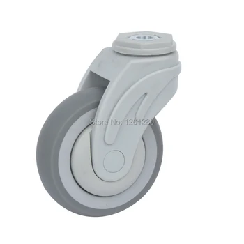 

3-inch plastic super synthetic rubber TPR medical bed caster with brake Ball Bearing wheel