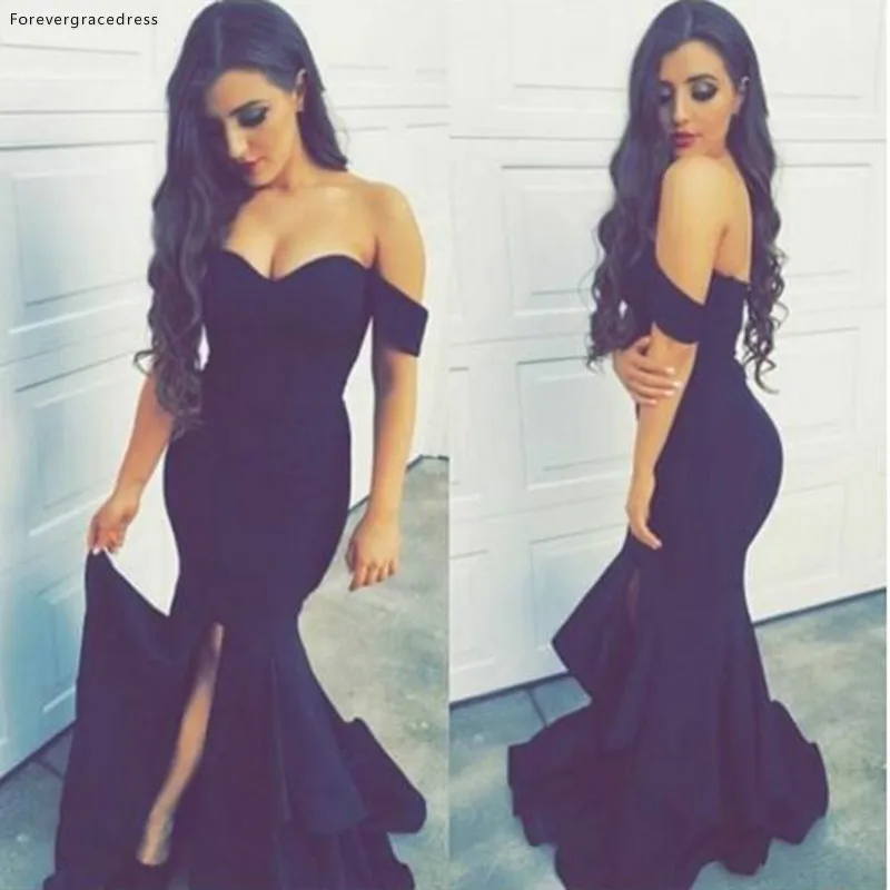 

Off The Shoulder Navy Blue Long Prom Dress High Quality Backless Saudi Arabia Dubai Party Dress Formal Event Gown