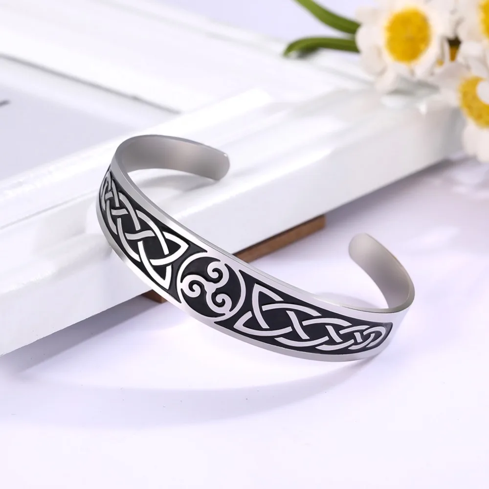 Нержавеющая сталь Skyrim Valknut нордические браслеты Triskelion Viking Винтаж Готический Ирландский Узел регулируемые браслеты на запястье для мужчин и женщин
