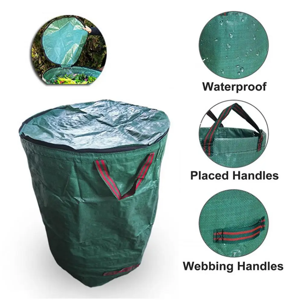 GroundMaster 200L Sac Déchets Jardinage Rond Robuste - Grand Sac Avec 4 Poignées