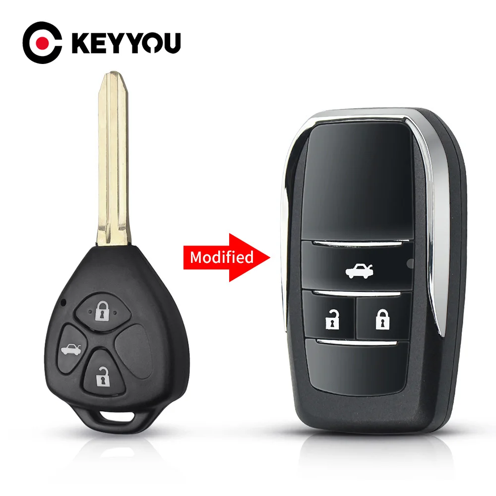 KEYYOU 2 3 botón Flip de carcasa de llave a distancia de coche para Toyota Corolla RAV4 Camry Avlon Scion clave modificado 2019 nueva llegada