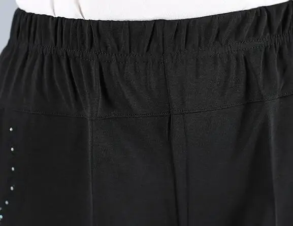 Высококачественные женские брюки 5XL размера плюс среднего возраста, прямые женские брюки с высокой талией и пуговицами DV118 - Color: Calf-Length Pants