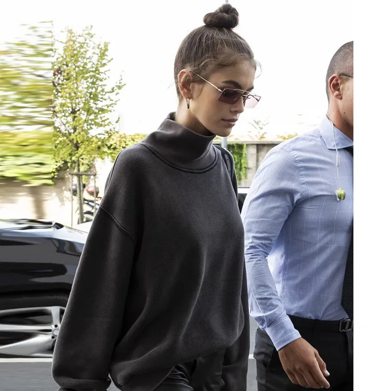 

Female Hoodie Tops Oversize Hoodie Casual Loose Hoodies Women Long Sweatshirt Street Casual Tops Turtleneck Hoodie Sweatshirt