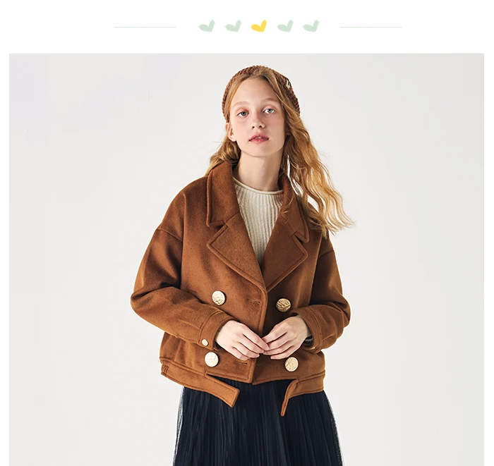 SEMIR короткая женская куртка зима нагрудный двубортный свободный стильный современный пиджак шерстяное пальто для женщин