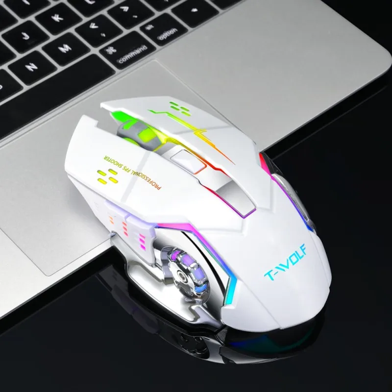 Q13 перезаряжаемая Беспроводная Бесшумная светодиодная подсветка usb оптический, эргономический игровой мышь Настольная компьютерная мышь
