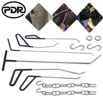 Best PDR Spring Steel Rods Hooks Chain Car Body Dent Damage Repair Tools Auto Dent Repair Tools PDR Crow Hook Crowbar Kit