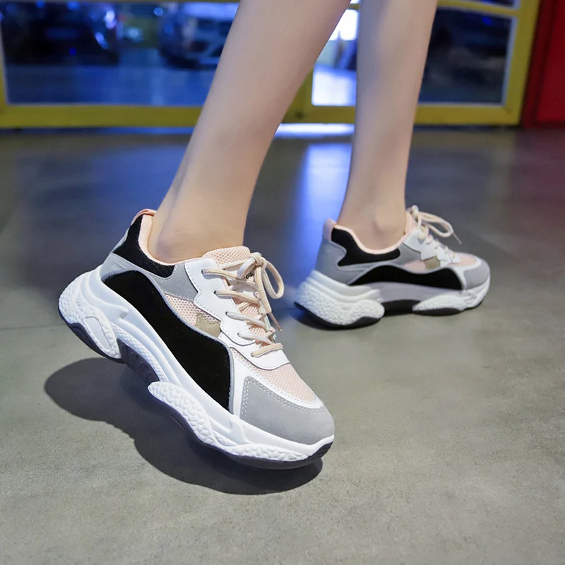 Women's Chunky Sneakers Fashion Women Platform Shoes Lace Up Vulcanize Shoes Womens Female Trainers Dad Shoes sneakers women